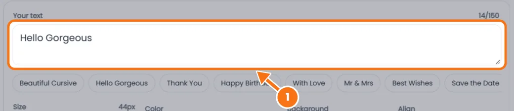 Typing text into the cursive font generator