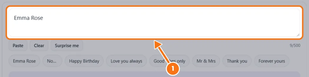 Typing a name into the cursive text generator