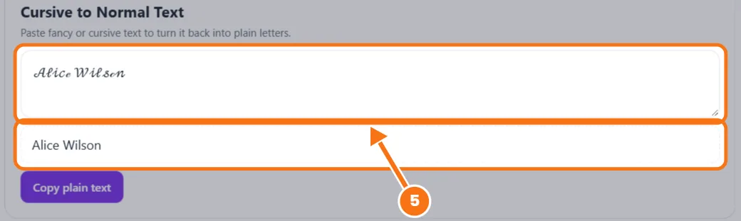 Converting cursive Unicode letters back to normal text